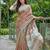 women linen saree with  embroidery and tassel pallu