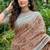 women linen saree with  embroidery and tassel pallu