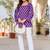 Womens purple self design cotton fabric kurtis 3/4 sleeves square neck