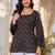 Womens black self design cotton fabric kurtis 3/4 sleeves square neck