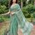 women linen saree with  embroidery and tassel pallu