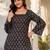 Womens black self design cotton fabric kurtis 3/4 sleeves square neck