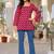 Womens maroon self design cotton fabric kurtis 3/4 sleeves square neck