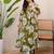 Womens olive self design cotton fabric co-ords 3/4 sleeves v-neck