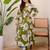 Womens olive self design cotton fabric co-ords 3/4 sleeves v-neck
