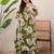 Womens olive self design cotton fabric co-ords 3/4 sleeves v-neck