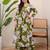 Womens olive self design cotton fabric co-ords 3/4 sleeves v-neck