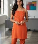 Womens rush self design cotton fabric co-ords sleeveless square neck