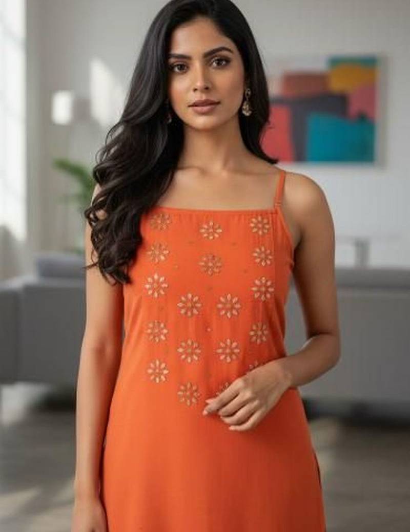 Womens rush self design cotton fabric co-ords sleeveless square neck