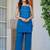 Womens blue self design cotton fabric co-ords sleeveless square neck