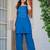 Womens blue self design cotton fabric co-ords sleeveless square neck