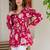 Womens red self design cotton fabric kurtis 3/4 sleeves v-neck
