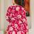 Womens red self design cotton fabric kurtis 3/4 sleeves v-neck