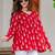 Womens red self design cotton fabric kurtis 3/4 sleeves v-neck