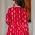 Womens red self design cotton fabric kurtis 3/4 sleeves v-neck