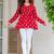 Womens red self design cotton fabric kurtis 3/4 sleeves v-neck
