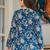 Womens blue self design cotton fabric kurtis 3/4 sleeves v-neck