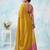 women bright yellow & pink solid tissue silk blend saree with zari border