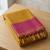 women bright yellow & pink solid tissue silk blend saree with zari border