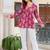 Womens maroon self design cotton fabric kurtis 3/4 sleeves v-neck