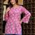 Womens pink self design cotton fabric kurtis 3/4 sleeves square neck
