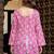 Womens pink self design cotton fabric kurtis 3/4 sleeves square neck
