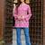 Womens pink self design cotton fabric kurtis 3/4 sleeves square neck