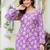 Womens purple self design cotton fabric kurtis 3/4 sleeves square neck