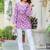 Womens purple self design cotton fabric kurtis 3/4 sleeves square neck