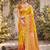 yellow pochampalli silk blend saree 