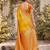 yellow pochampalli silk blend saree 