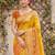 yellow pochampalli silk blend saree 