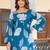 Womens blue self design cotton fabric kurtis 3/4 sleeves square neck