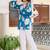 Womens blue self design cotton fabric kurtis 3/4 sleeves square neck