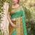 green pochampalli silk blend saree 