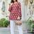 Womens maroon self design cotton fabric kurtis 3/4 sleeves square neck
