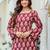 Womens maroon self design cotton fabric kurtis 3/4 sleeves square neck
