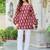 Womens maroon self design cotton fabric kurtis 3/4 sleeves square neck