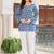 Womens teal self design cotton fabric kurtis 3/4 sleeves square neck