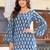 Womens teal self design cotton fabric kurtis 3/4 sleeves square neck