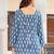 Womens teal self design cotton fabric kurtis 3/4 sleeves square neck