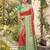 orange pochampalli silk blend saree 