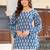 Womens teal self design cotton fabric kurtis 3/4 sleeves square neck
