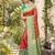 orange pochampalli silk blend saree 