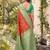 orange pochampalli silk blend saree 