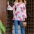 Womens white self design cotton fabric kurtis 3/4 sleeves square neck