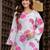 Womens white self design cotton fabric kurtis 3/4 sleeves square neck