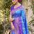 blue pochampalli silk blend saree 
