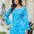 Womens blue self design cotton fabric kurtis 3/4 sleeves square neck