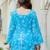 Womens blue self design cotton fabric kurtis 3/4 sleeves square neck